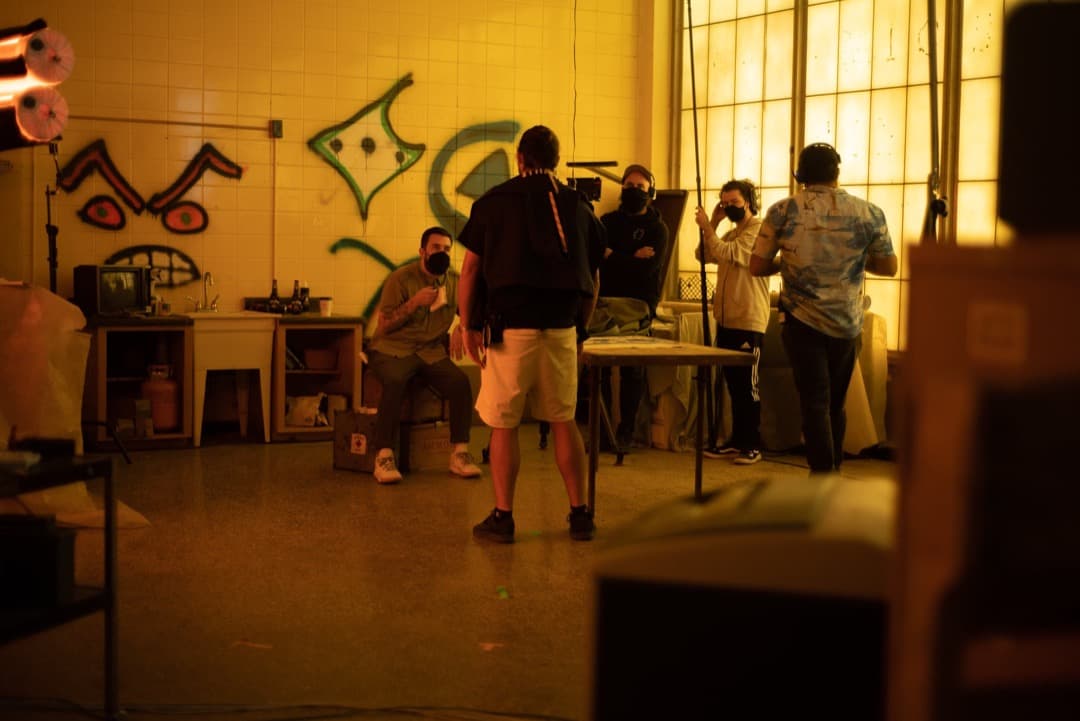 Behind the scenes photo 28 from Clone Cops production showing clone cops crew preparing for a scene